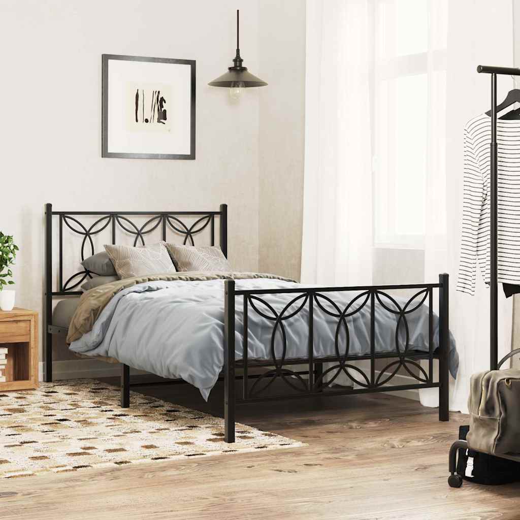 Bedframe met hoofd- en voeteneinde metaal zwart 100x200 cm is nu te koop bij PeponiXL, paradijselijk wonen!