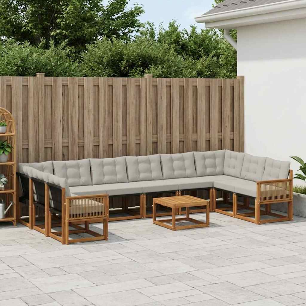 Buiten bankenset met kussen 11 pcs Naturel en lichtgrijs is nu te koop bij PeponiXL, paradijselijk wonen!