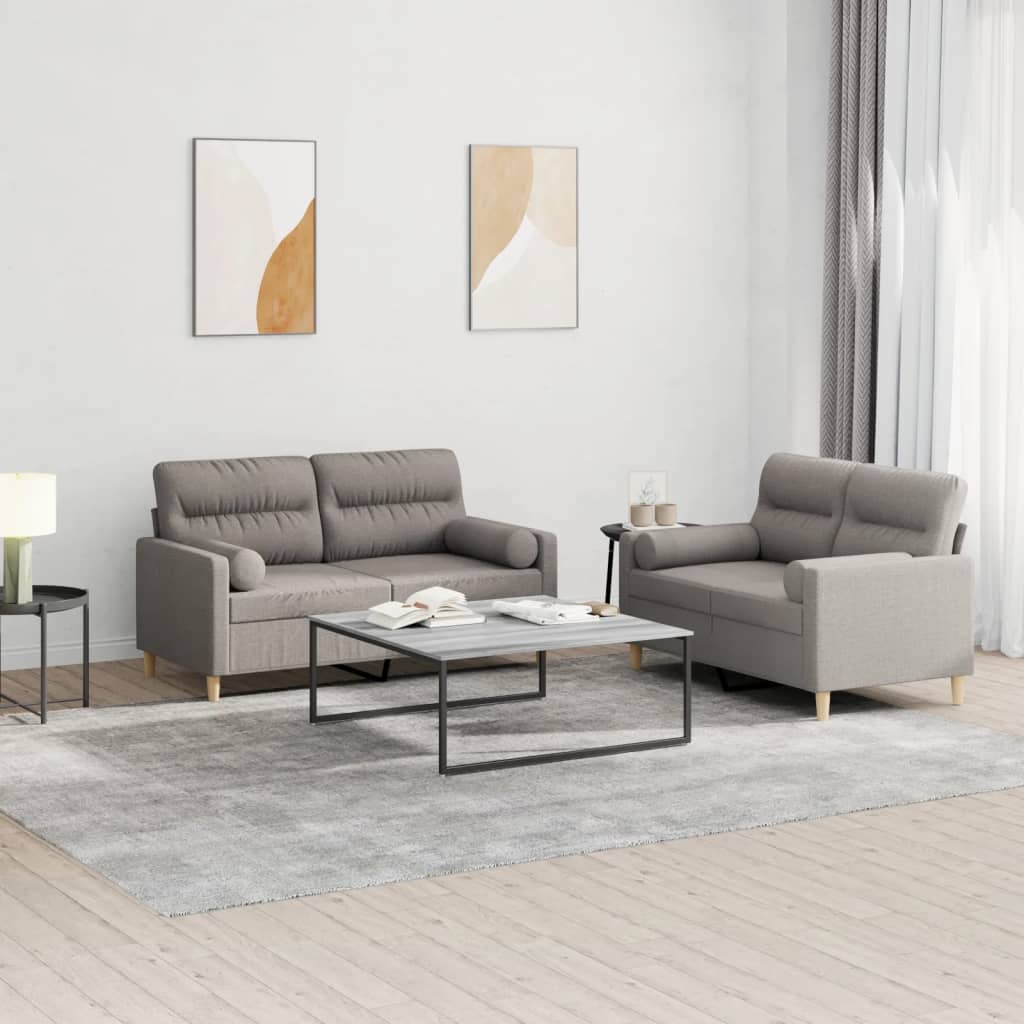 2-delige Loungeset met kussens stof taupe is nu te koop bij PeponiXL, paradijselijk wonen!