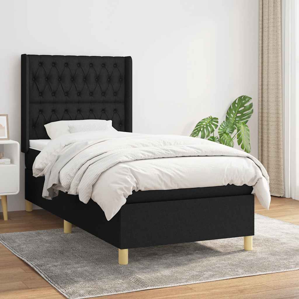 Boxspring met matras stof zwart 100x200 cm is nu te koop bij PeponiXL, paradijselijk wonen!