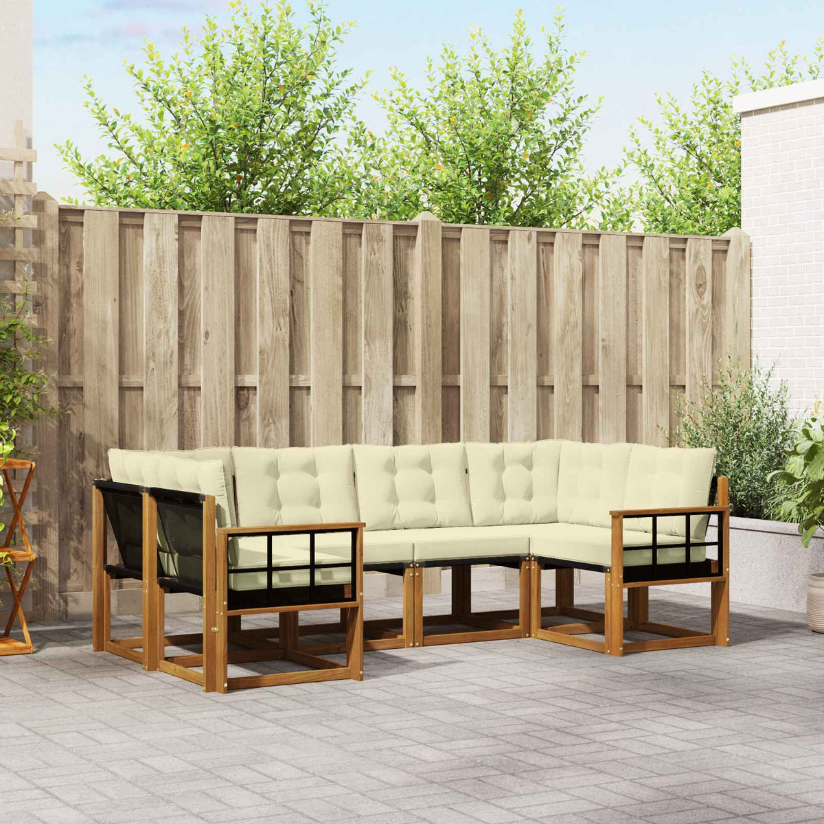 Buiten bankenset met kussen 6 pcs Natuurlijk en Crème is nu te koop bij PeponiXL, paradijselijk wonen!