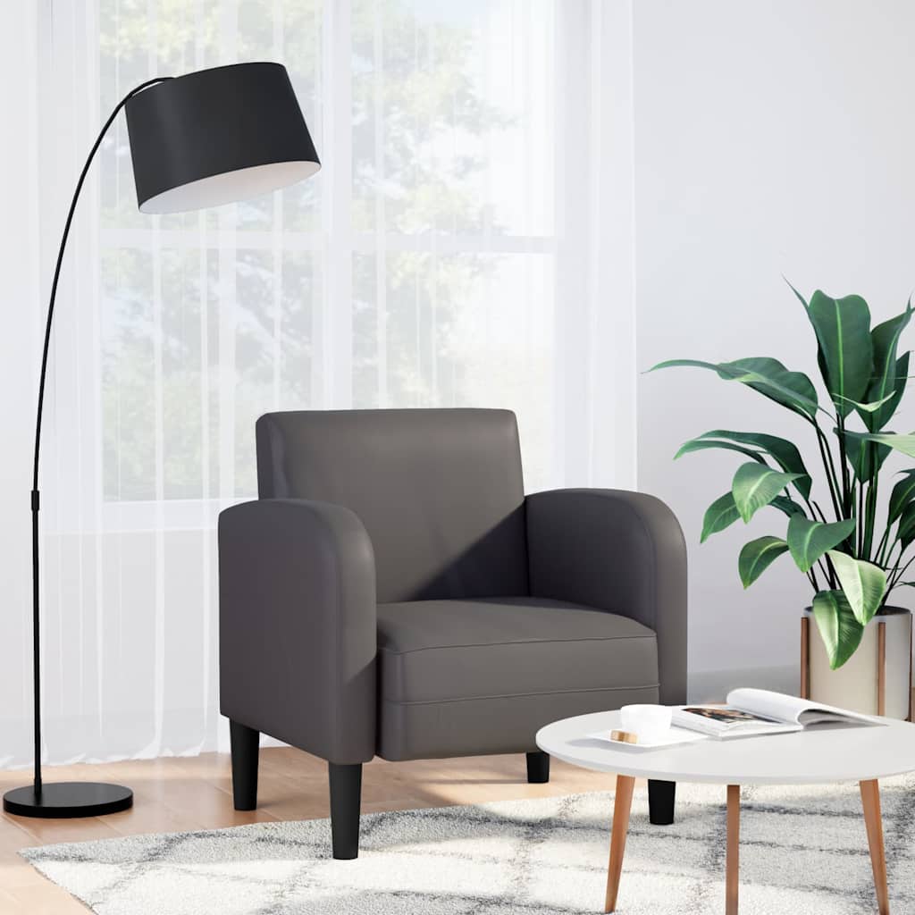Fauteuil met armleuningen 54 cm kunstleer grijs is nu te koop bij PeponiXL, paradijselijk wonen!