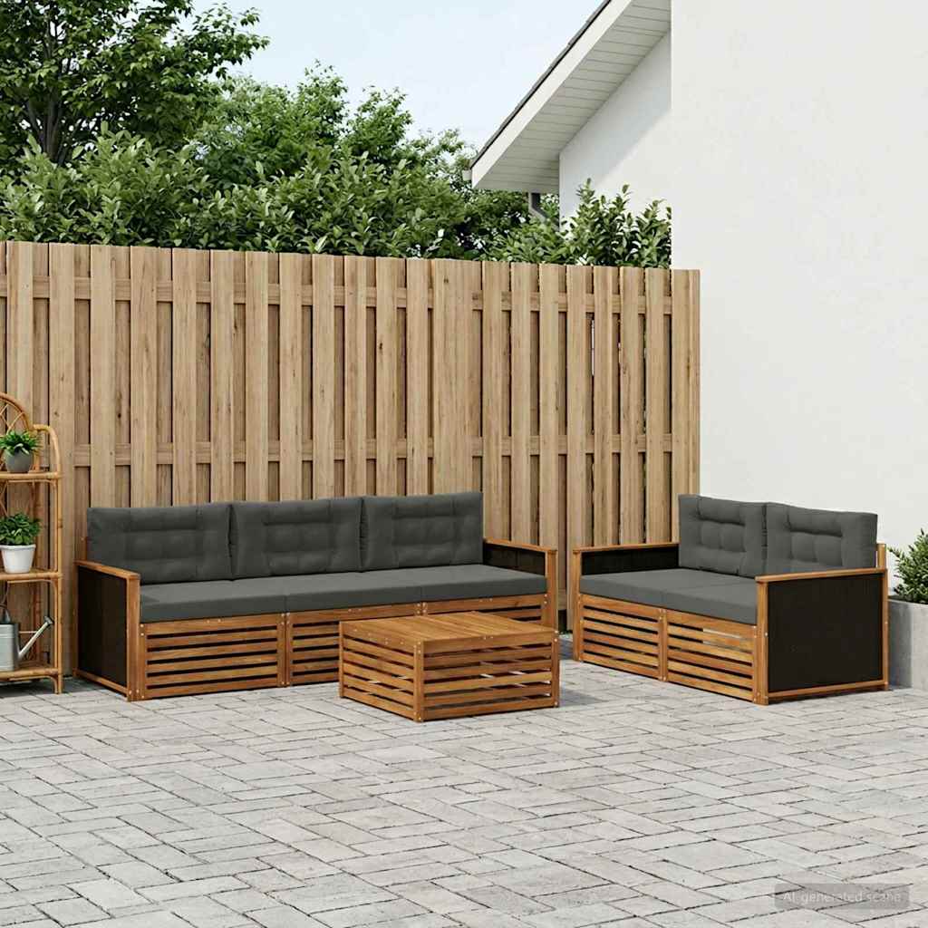 Buiten bankenset 6 pcs Natuurlijk en Antraciet is nu te koop bij PeponiXL, paradijselijk wonen!