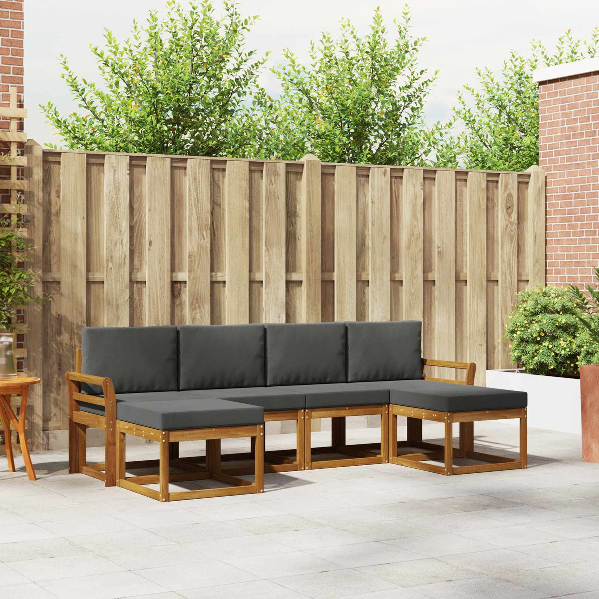 Buiten bankenset met kussen 6 pcs Natuurlijk en Antraciet is nu te koop bij PeponiXL, paradijselijk wonen!