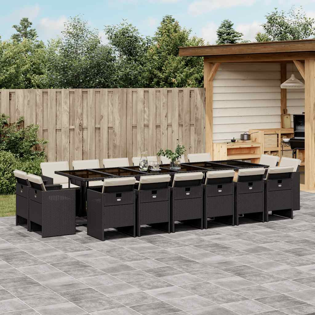 17-delige Tuinset met kussens poly rattan zwart is nu te koop bij PeponiXL, paradijselijk wonen!