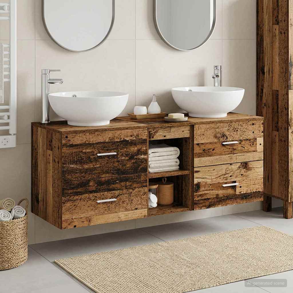 Badkamermeubelset 3 st Oud hout 49,5 x 44,5 x 65 cm is nu te koop bij PeponiXL, paradijselijk wonen!