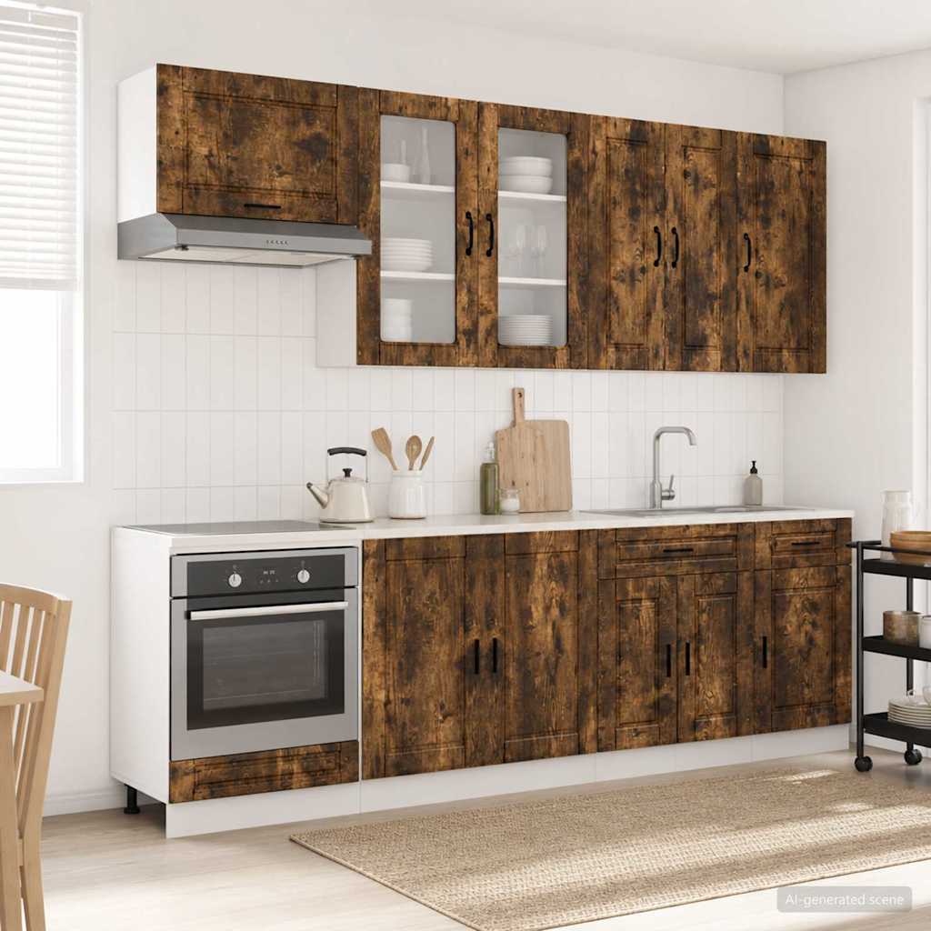 Keukenblok PORTO 8 pcs Gerookt eiken Bewerkt hout is nu te koop bij PeponiXL, paradijselijk wonen!