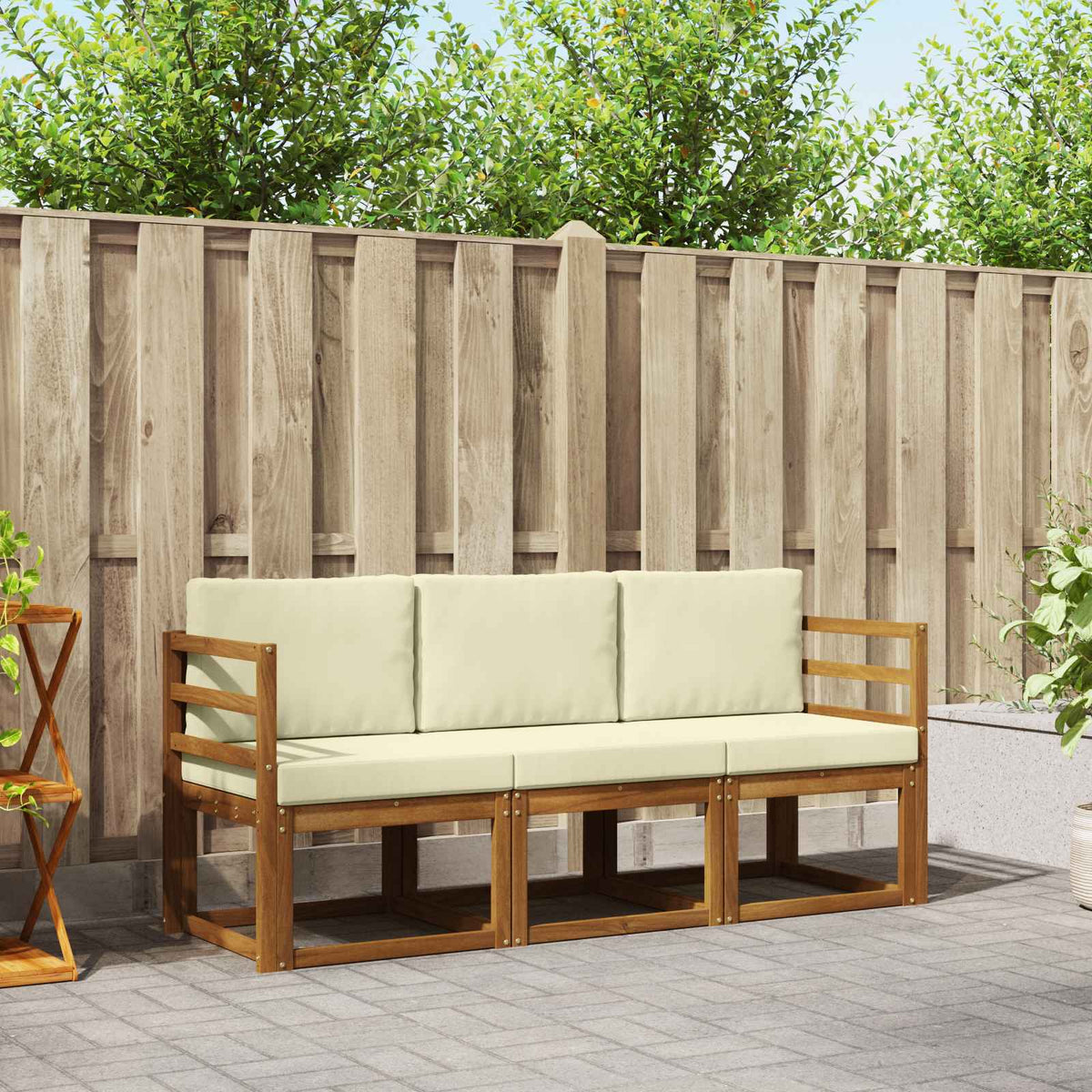Buiten bankenset met kussen 3 pcs Natuurlijk en Crème is nu te koop bij PeponiXL, paradijselijk wonen!