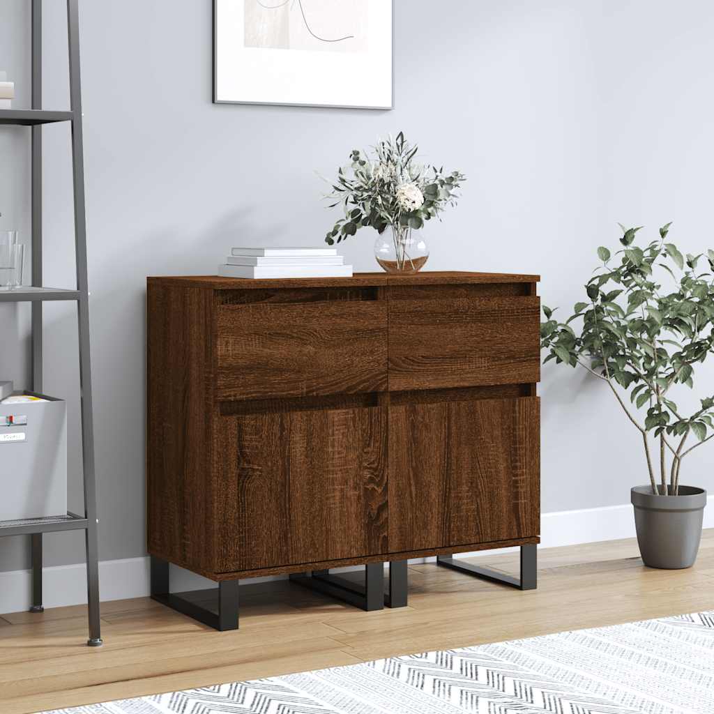 Dressoirs 2 st 40x35x70 cm bewerkt hout bruin eikenkleur is nu te koop bij PeponiXL, paradijselijk wonen!