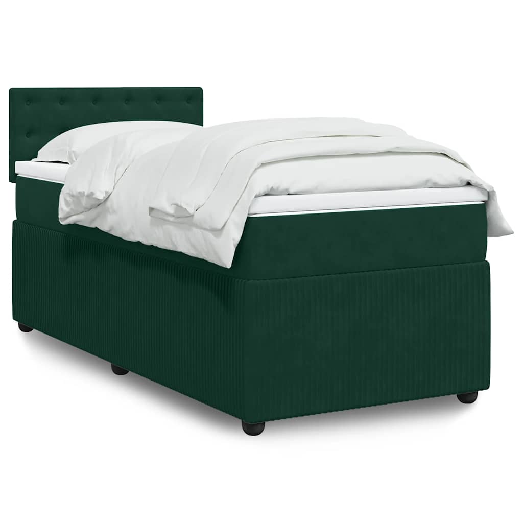 Boxspring met matras fluweel donkergroen 100x200 cm is nu te koop bij PeponiXL, paradijselijk wonen!