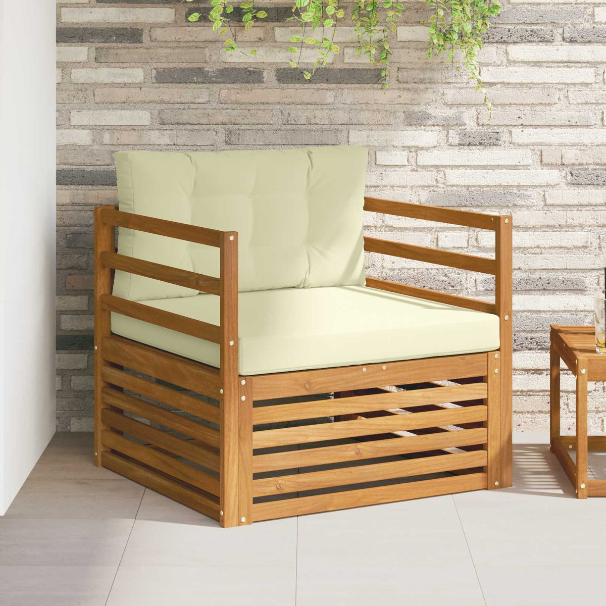 Tuinbank Massief Acaciahout en Polyester Natuurlijk en Crème is nu te koop bij PeponiXL, paradijselijk wonen!
