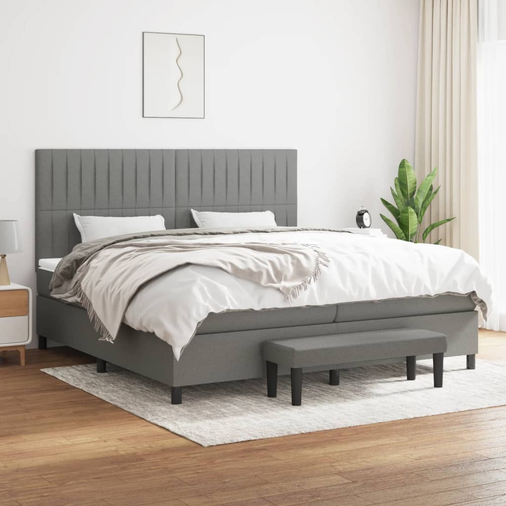 Boxspring met matras stof donkergrijs 200x200 cm is nu te koop bij PeponiXL, paradijselijk wonen!