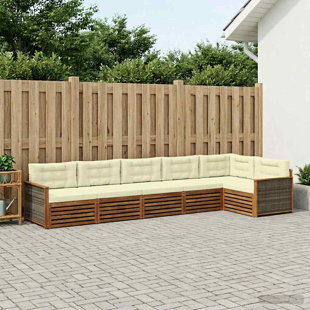 Buiten bankenset met kussen 6 pcs Natuurlijk en Crème is nu te koop bij PeponiXL, paradijselijk wonen!