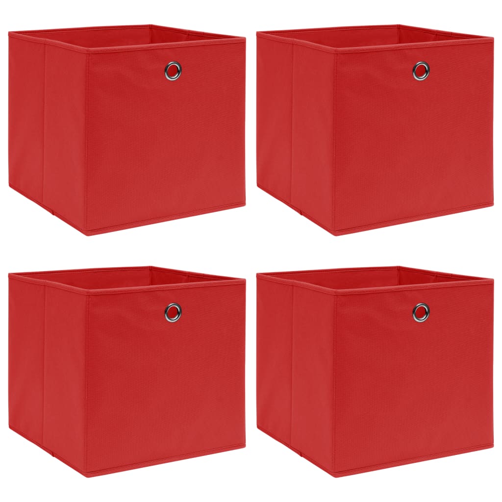 Opbergboxen 4 st 32x32x32 cm stof rood is nu te koop bij PeponiXL, paradijselijk wonen!