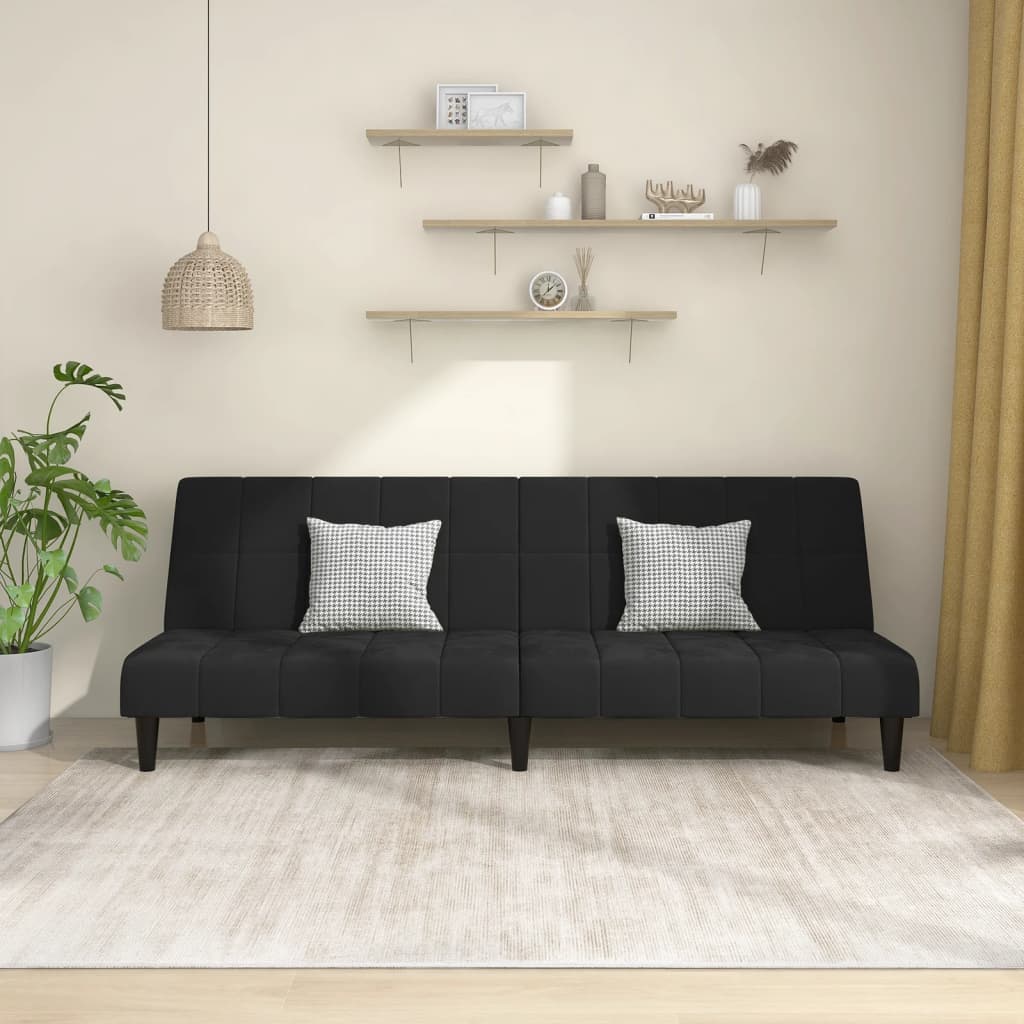 Slaapbank 2-zits fluweel zwart is nu te koop bij PeponiXL, paradijselijk wonen!