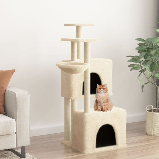 Kattenmeubel met sisal krabpalen 122 cm crèmekleurig is nu te koop bij PeponiXL, paradijselijk wonen!