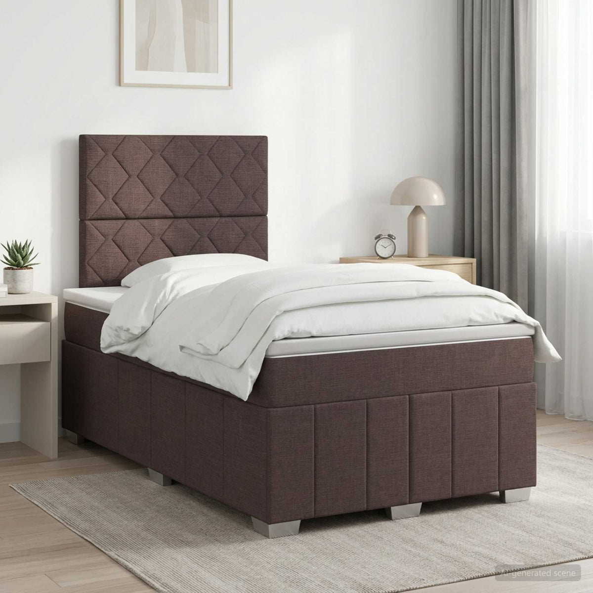 Boxspringbed met matras Donkerbruin 120 x 200 cm Stof is nu te koop bij PeponiXL, paradijselijk wonen!