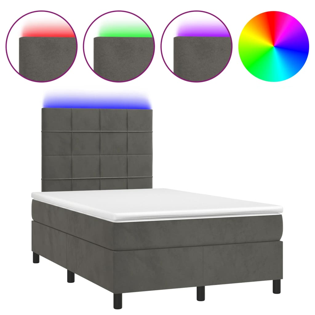 Boxspring met matras en LED fluweel donkergrijs 120x190 cm is nu te koop bij PeponiXL, paradijselijk wonen!