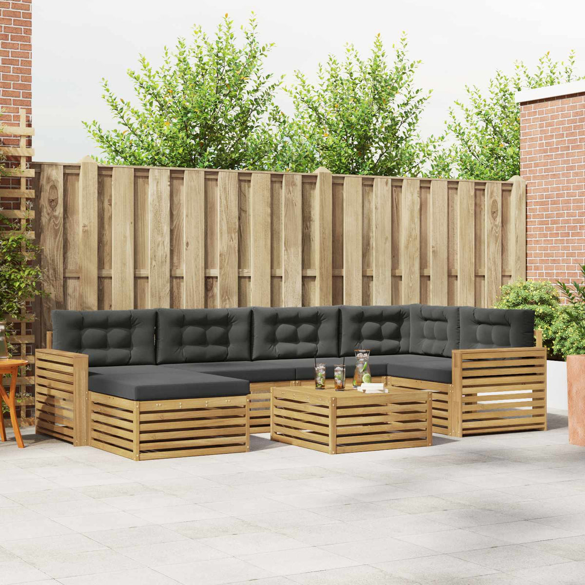 Buiten bankenset 7 pcs Wit en antracietkleurig is nu te koop bij PeponiXL, paradijselijk wonen!
