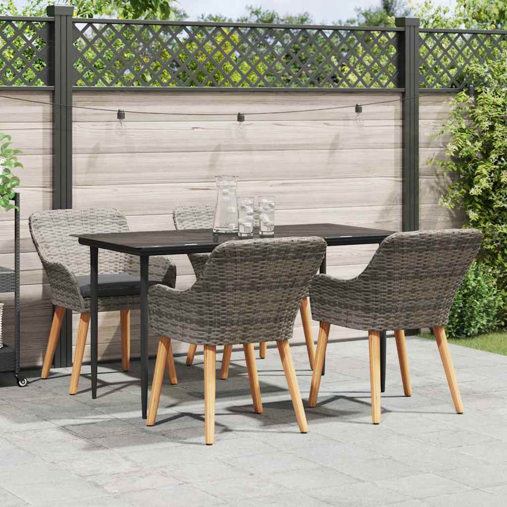 Tuin eettafelset met kussen 5 pcs Grijs poly rattan is nu te koop bij PeponiXL, paradijselijk wonen!