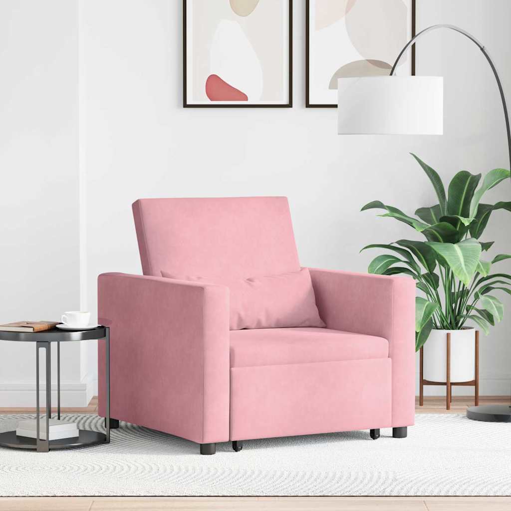 Uittrekbaar slaapbank eenpersoons met wielen lichtroze Fluweel is nu te koop bij PeponiXL, paradijselijk wonen!