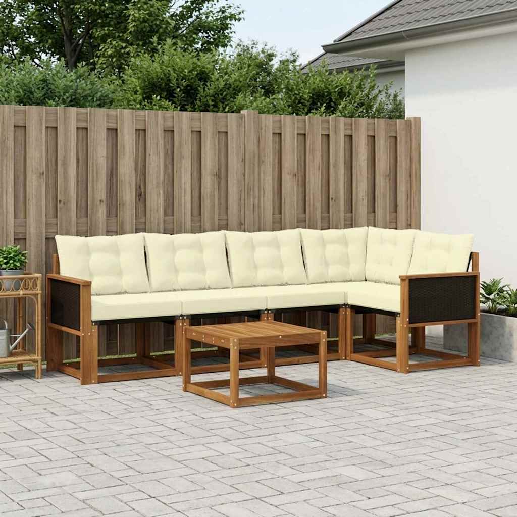 Buiten bankenset met kussen 6 pcs Natuurlijk en Crème is nu te koop bij PeponiXL, paradijselijk wonen!