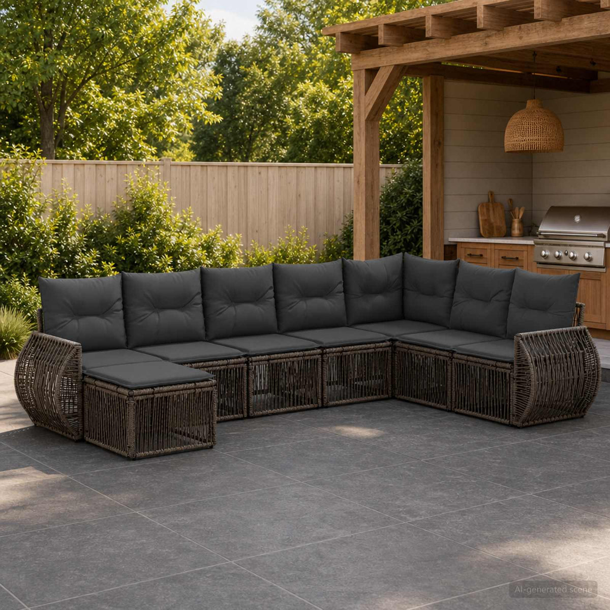 Tuinbankenset 8 pcs Grijs en Donkergrijs poly rattan is nu te koop bij PeponiXL, paradijselijk wonen!