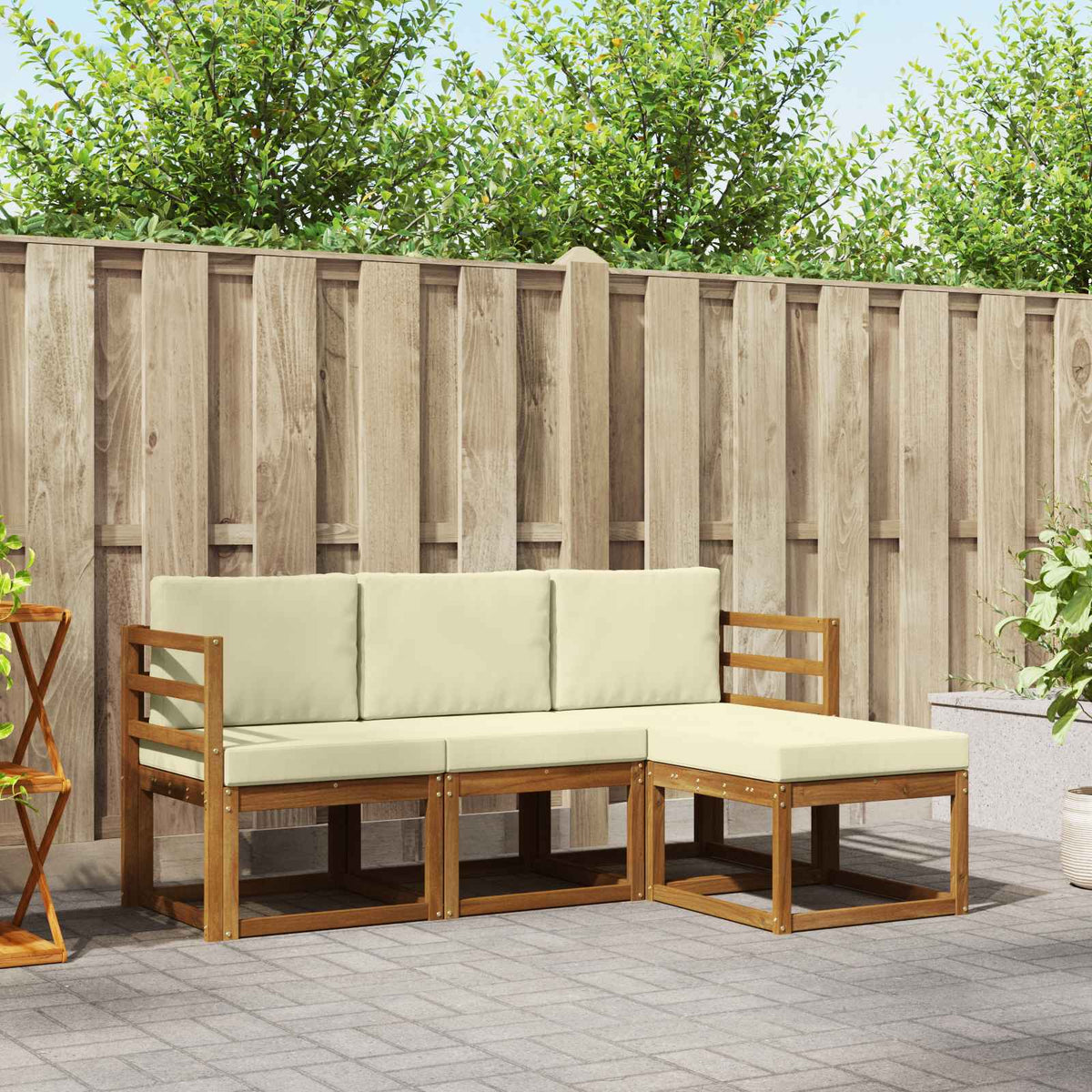 Buiten bankenset met kussen 4 pcs Natuurlijk en Crème is nu te koop bij PeponiXL, paradijselijk wonen!