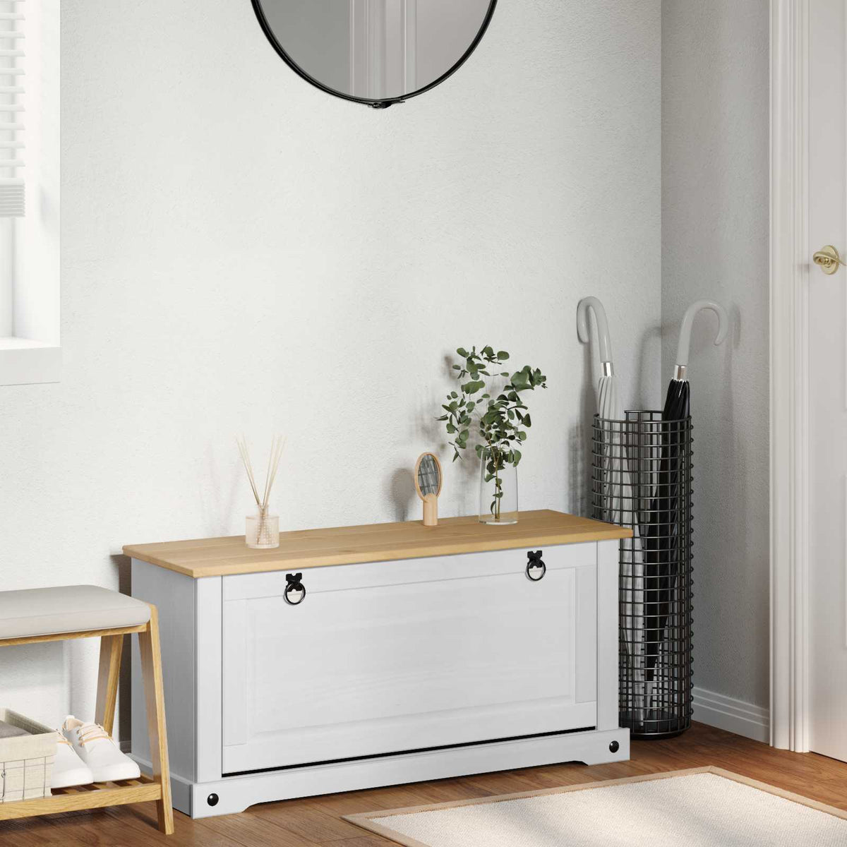 Schoenenkast Corona Wit 99 x 32 x 49 cm Massief grenenhout is nu te koop bij PeponiXL, paradijselijk wonen!