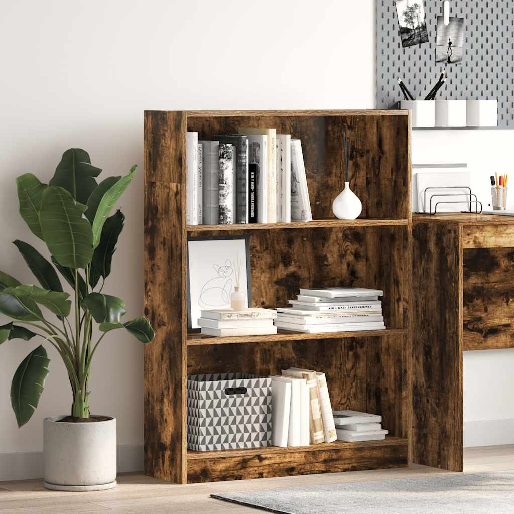 Boekenkast 80x24x109 cm bewerkt hout gerookt eikenkleurig is nu te koop bij PeponiXL, paradijselijk wonen!