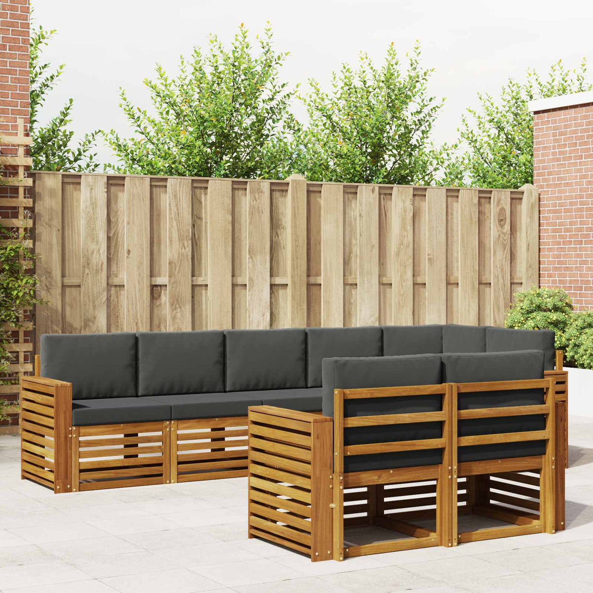 Sofa-Sets 8 pcs Natuurlijk en Antraciet Massief Acaciahout is nu te koop bij PeponiXL, paradijselijk wonen!