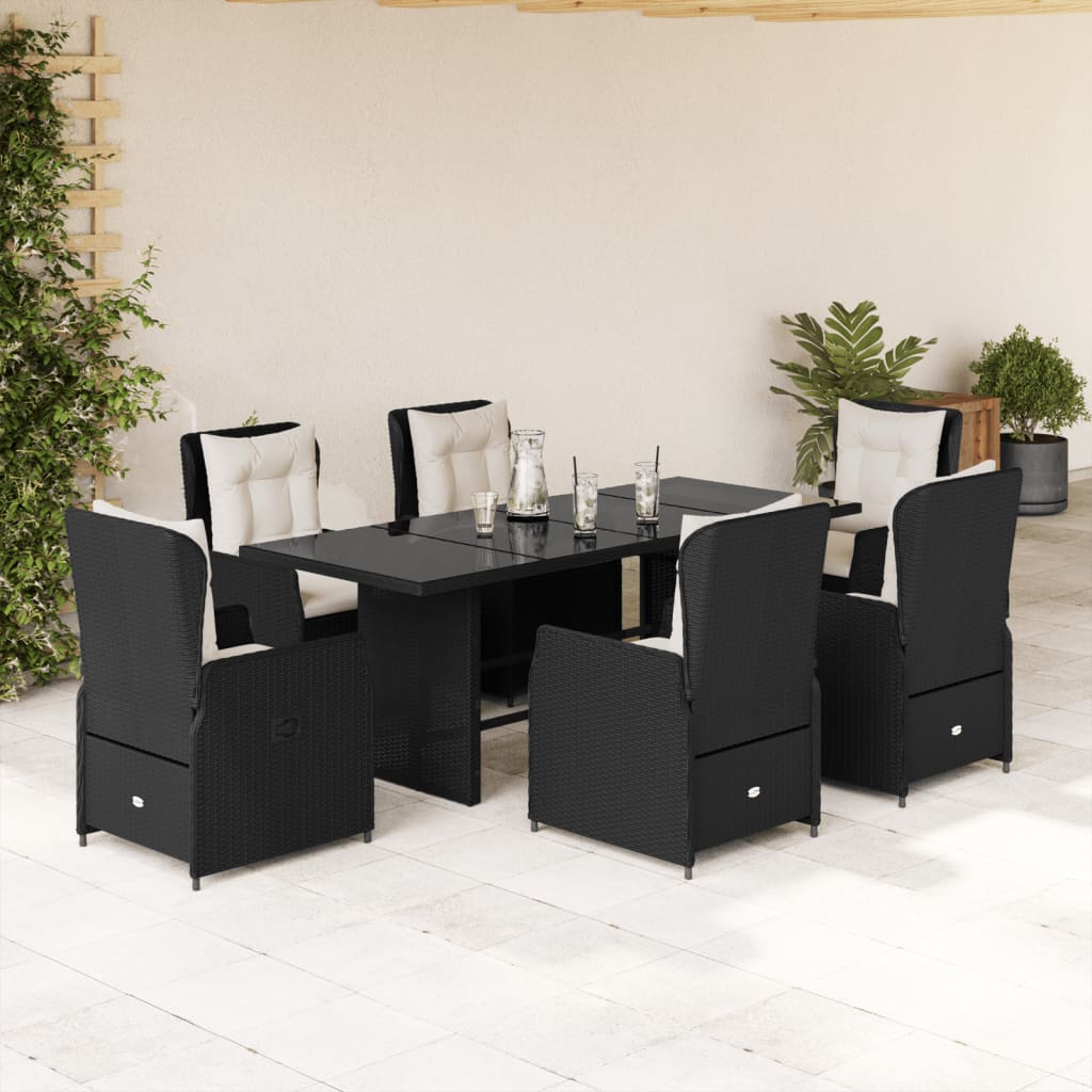 7-delige Tuinset met kussens poly rattan zwart is nu te koop bij PeponiXL, paradijselijk wonen!