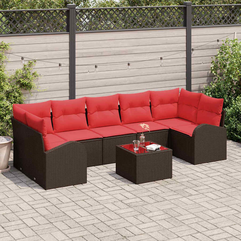 Tuin Sofa Set Bruin en Rood 55 x 55 x 37 cm poly rattan is nu te koop bij PeponiXL, paradijselijk wonen!