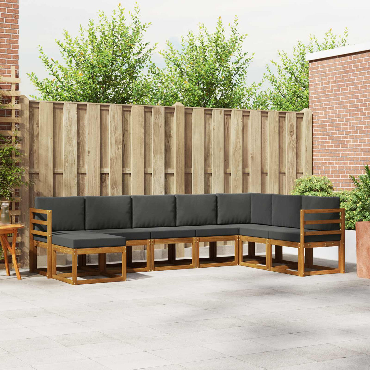 Buiten bankenset met kussen 8 pcs Natuurlijk en Antraciet is nu te koop bij PeponiXL, paradijselijk wonen!