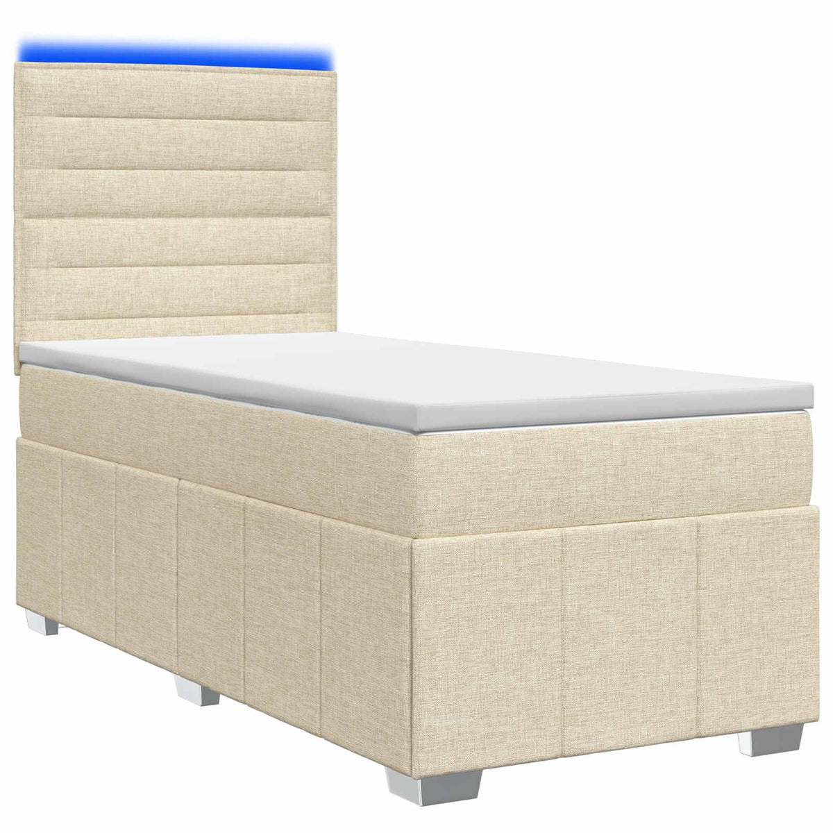 LED Boxspring Bed met Matras Crèmekleurig 90 x 200 cm Stof is nu te koop bij PeponiXL, paradijselijk wonen!