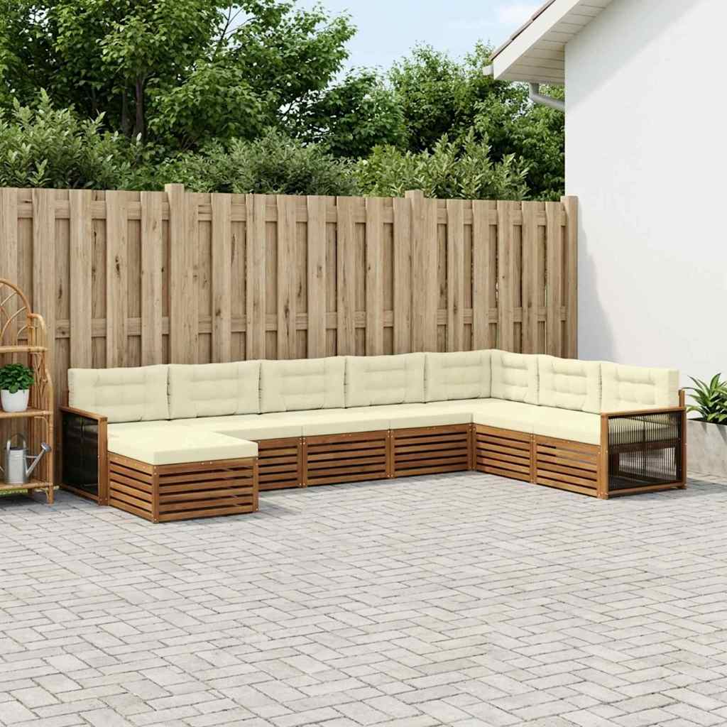 Buiten bankenset met kussen 8 pcs Natuurlijk en Crème is nu te koop bij PeponiXL, paradijselijk wonen!