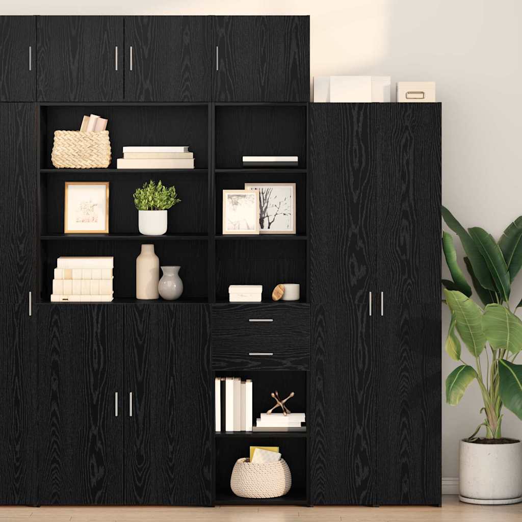 Highboard met lade Zwart Eiken 45 x 42,5 x 185 cm Bewerkt hout is nu te koop bij PeponiXL, paradijselijk wonen!
