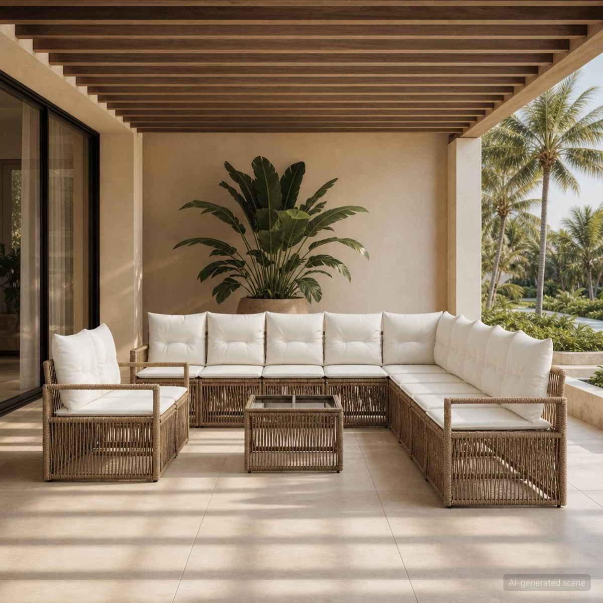 Tuinbankenset 12 pcs Beige poly rattan is nu te koop bij PeponiXL, paradijselijk wonen!
