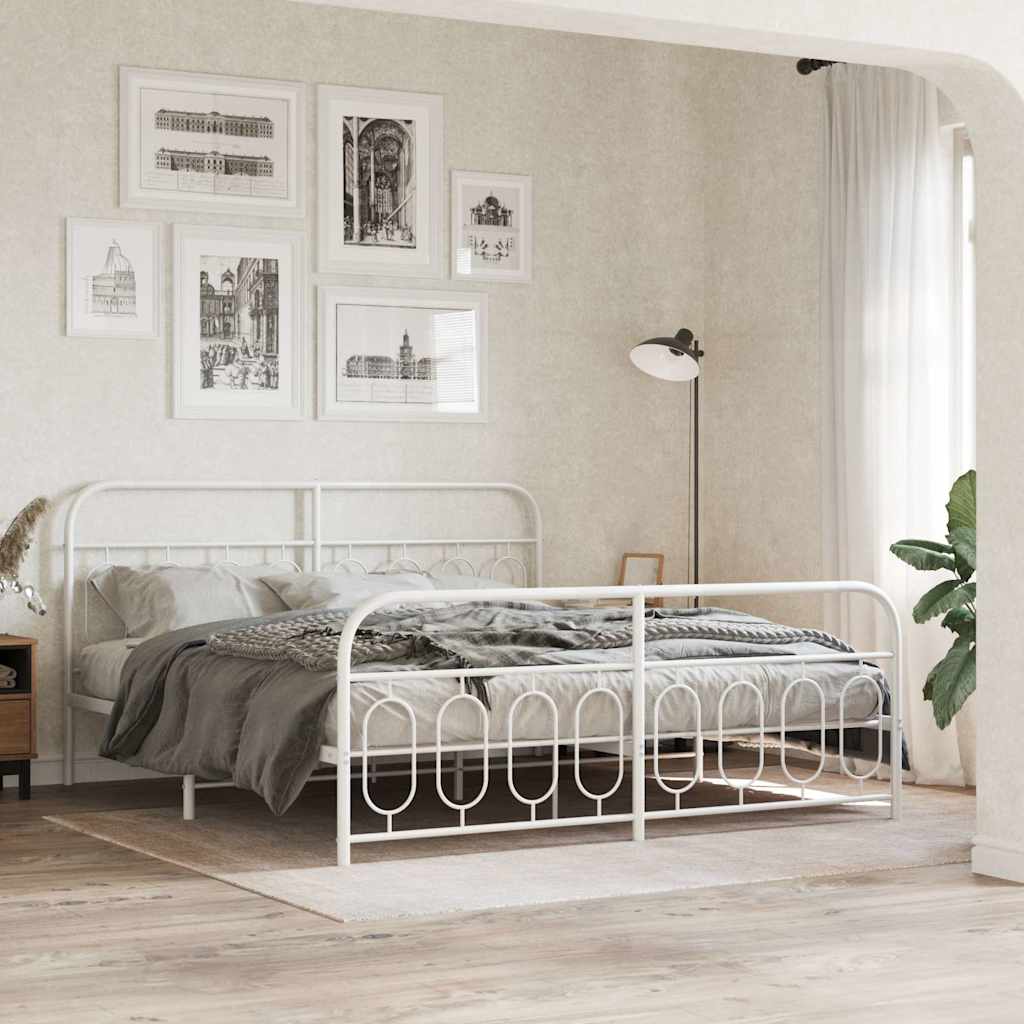 Bedframe met hoofd- en voeteneinde metaal wit 183x213 cm is nu te koop bij PeponiXL, paradijselijk wonen!