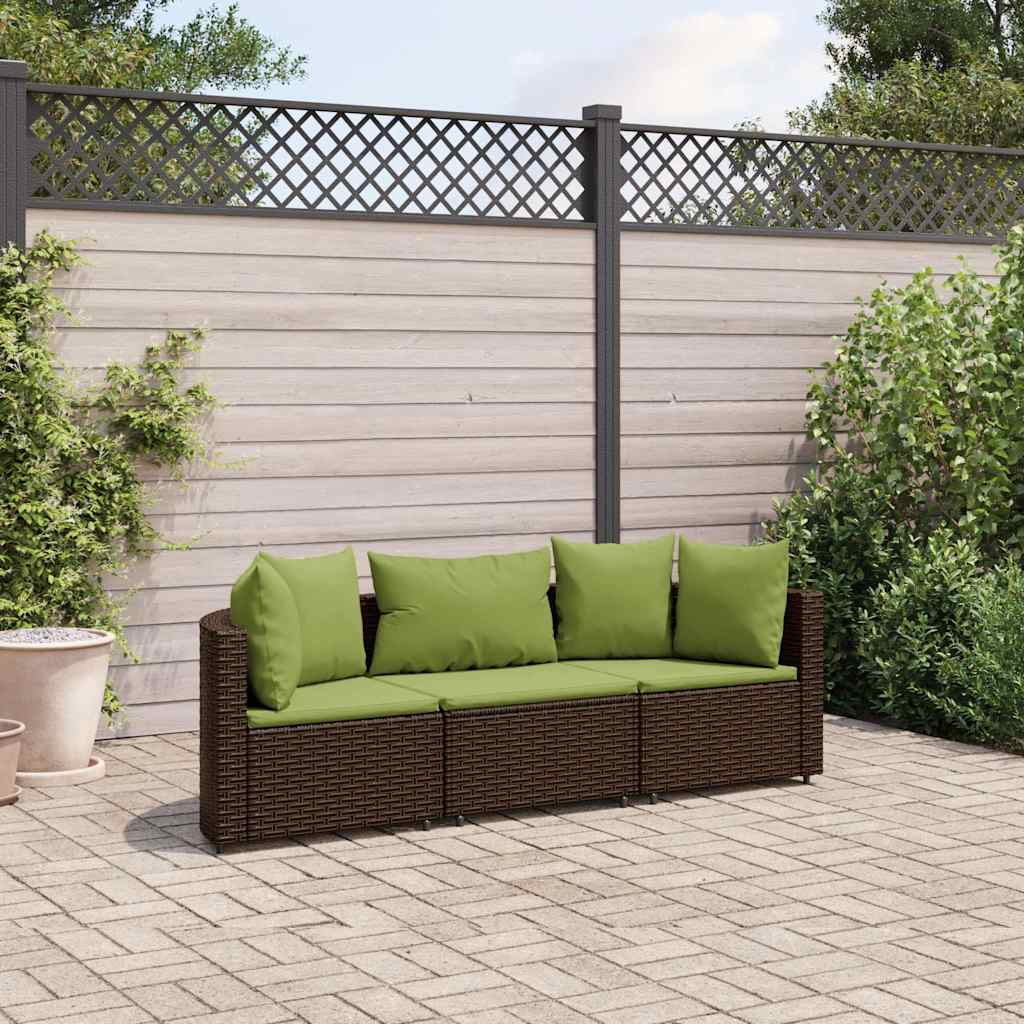 3-delige Loungeset met kussens poly rattan bruin is nu te koop bij PeponiXL, paradijselijk wonen!