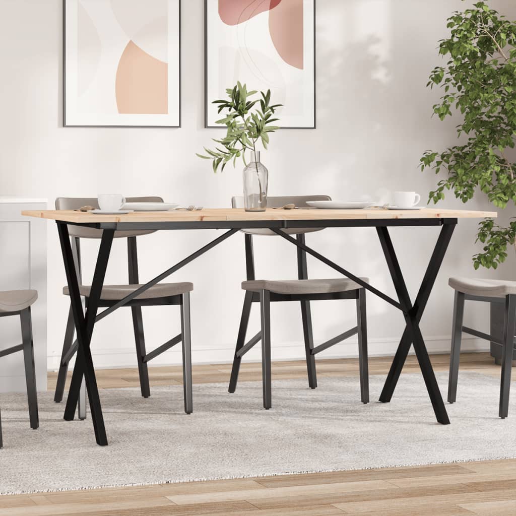 Eettafel X-frame 160x80x75 cm massief grenenhout en staal is nu te koop bij PeponiXL, paradijselijk wonen!