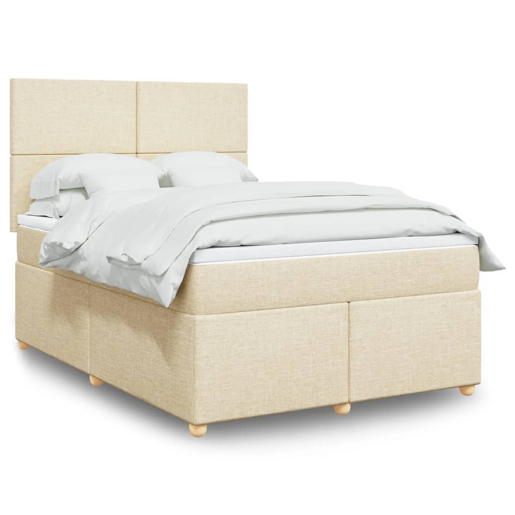 Boxspring met matras stof crèmekleurig 140x200 cm is nu te koop bij PeponiXL, paradijselijk wonen!