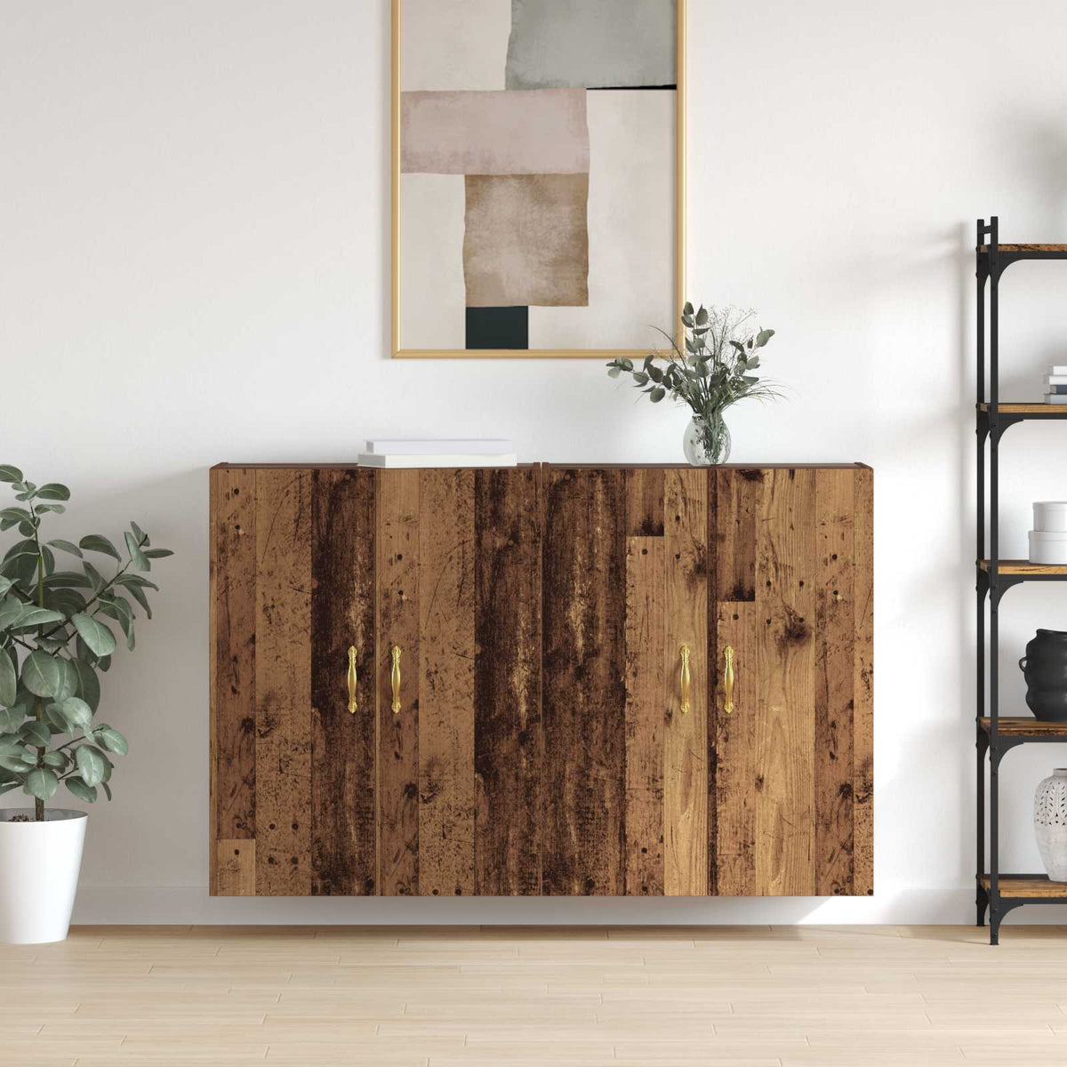 Wandkast 2 pcs Oudhout 69,5 x 34 x 90 cm Bewerkt hout is nu te koop bij PeponiXL, paradijselijk wonen!