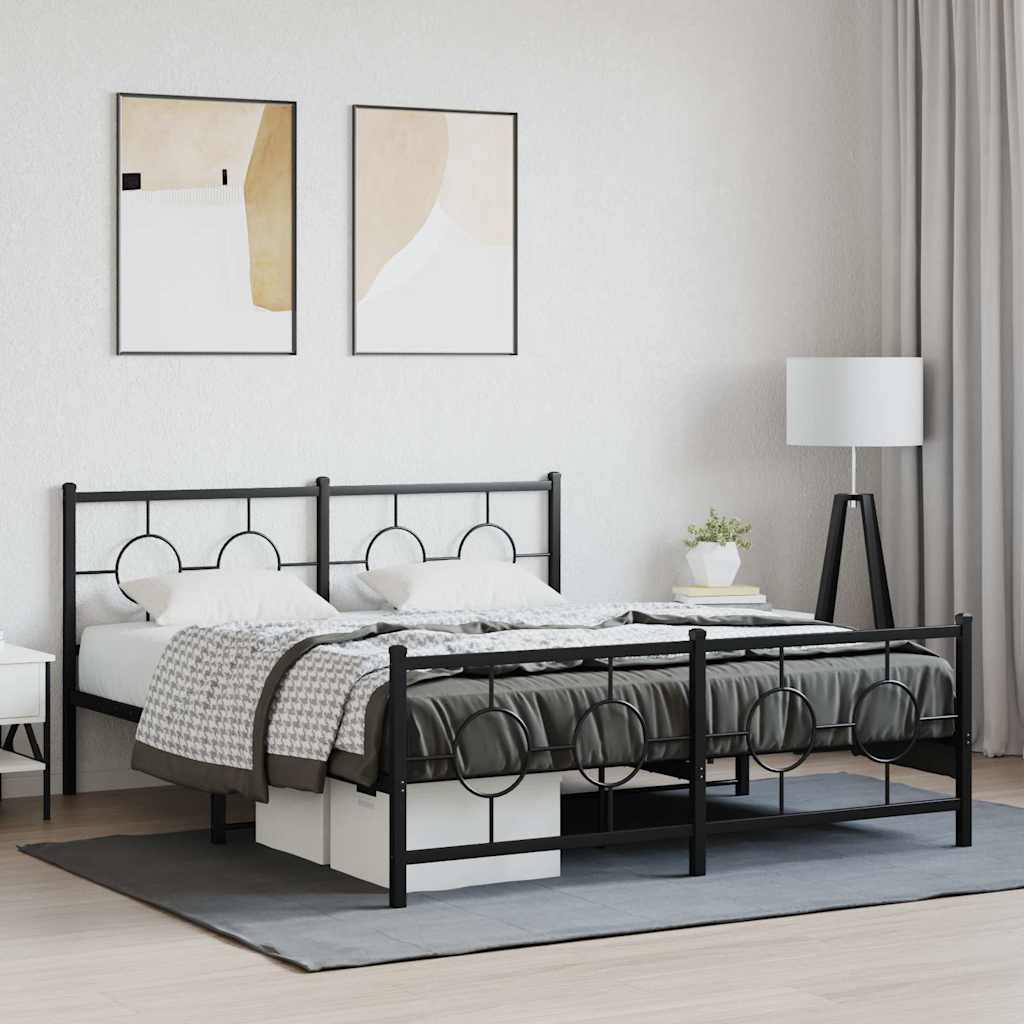 Bedframe met hoofd- en voeteneinde metaal zwart 150x200 cm is nu te koop bij PeponiXL, paradijselijk wonen!