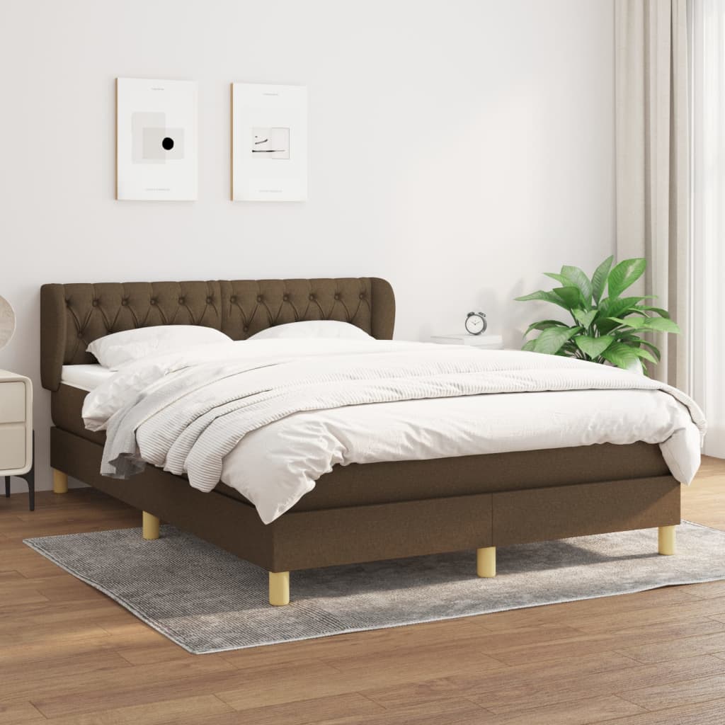 Boxspring met matras stof donkerbruin 140x190 cm is nu te koop bij PeponiXL, paradijselijk wonen!