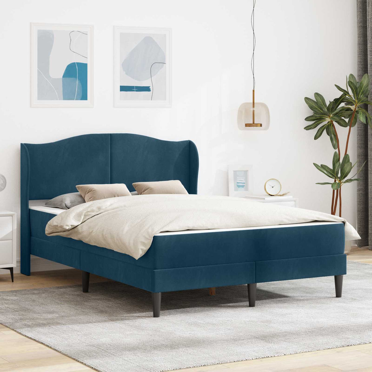 Bedframe met hoofdeinde Blauw 120 x 200 cm Fluweel is nu te koop bij PeponiXL, paradijselijk wonen!