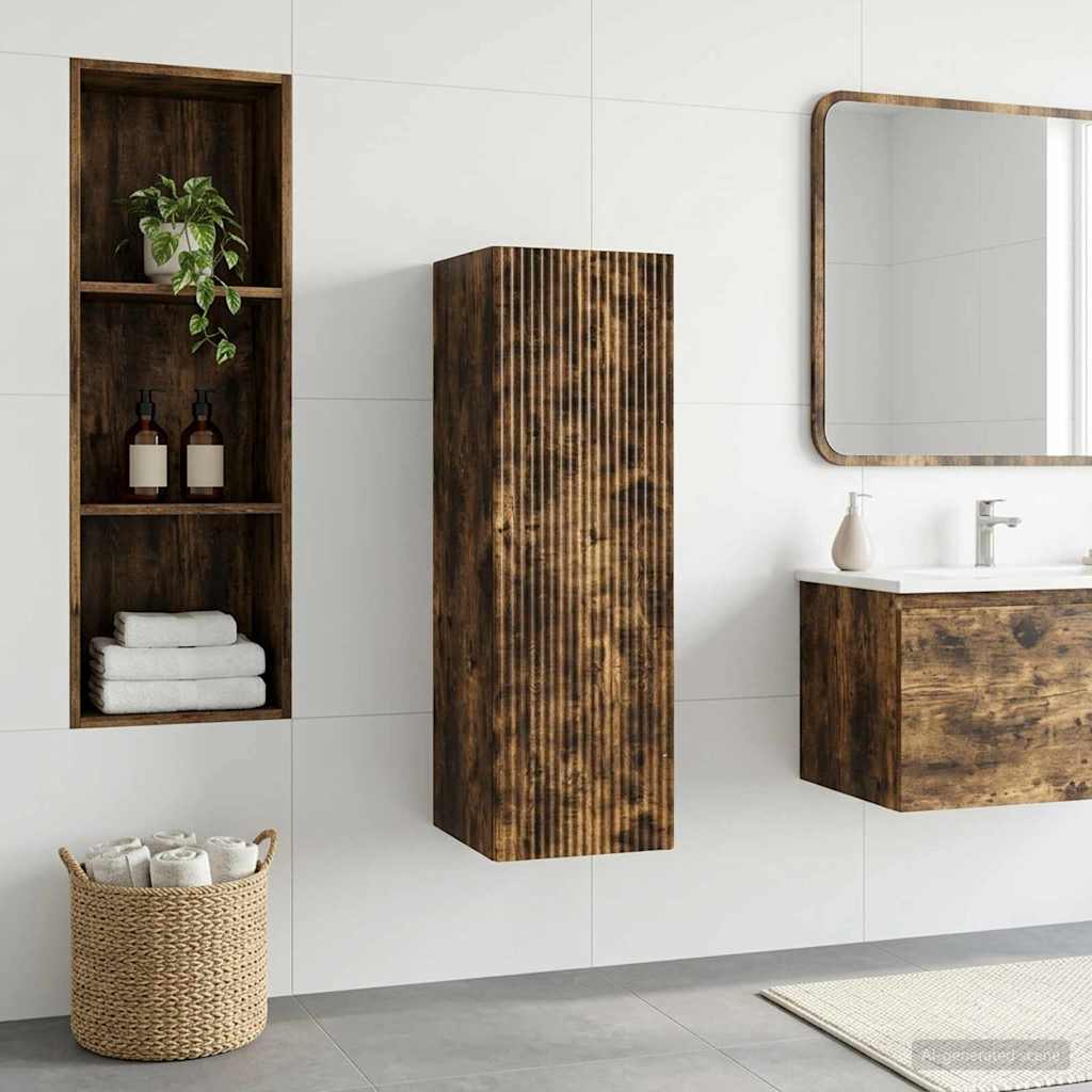 Wand Gemonteerde Badkamerkast Gerookt eiken 33 x 34,5 x 100 cm is nu te koop bij PeponiXL, paradijselijk wonen!
