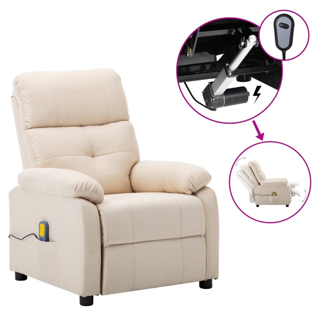 elektrische massagestoel crème stof is nu te koop bij PeponiXL, paradijselijk wonen!