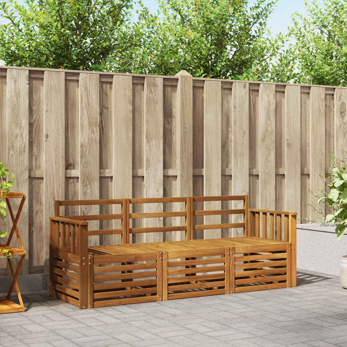 Sofa-Sets 3 pcs Naturel Massief Acaciahout is nu te koop bij PeponiXL, paradijselijk wonen!