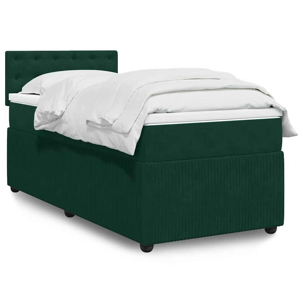 Boxspring met matras fluweel donkergroen 90x190 cm is nu te koop bij PeponiXL, paradijselijk wonen!